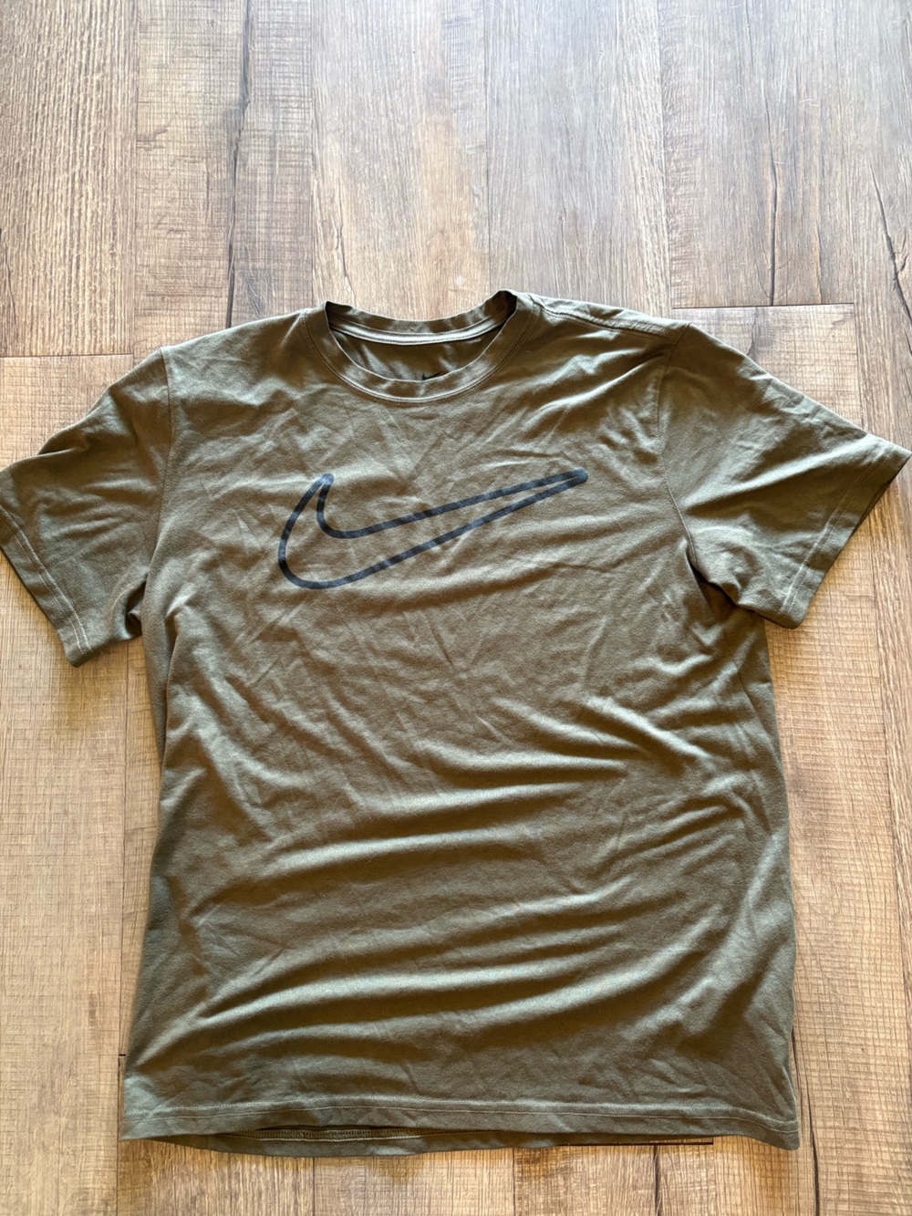 Nike Olive Green Short Sleeve Tee with Black Swoosh